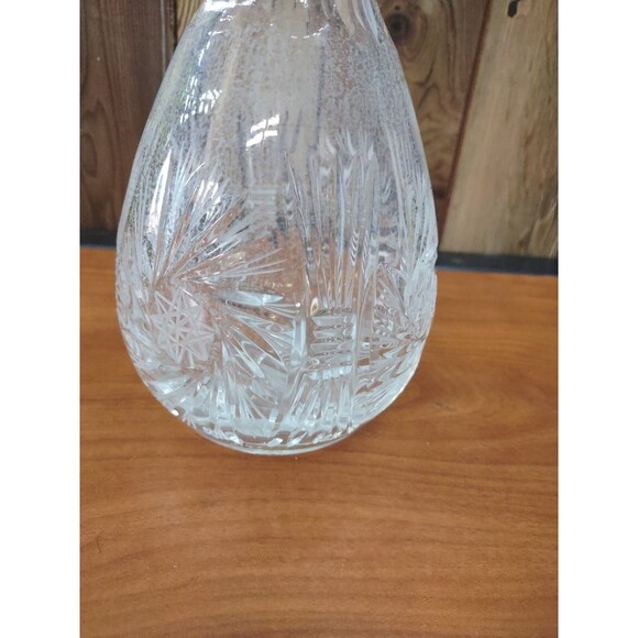 Vintage Genie Bottle Clear Glass Crystal Diamond Cut Liquor Barware Decanter - Picture 7 of 8